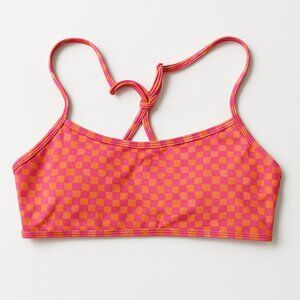L*Space‎ Checkered Sports Bralette Bikini Top – Pink/Orange Women’s XS - NWOT